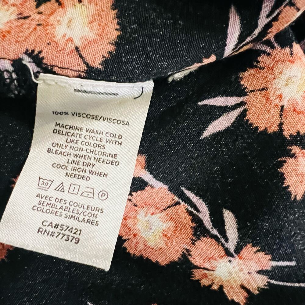 Ann Taylor Floral Button Up Shirt Dress Size S Small Black Multi - Picture 6 of 9